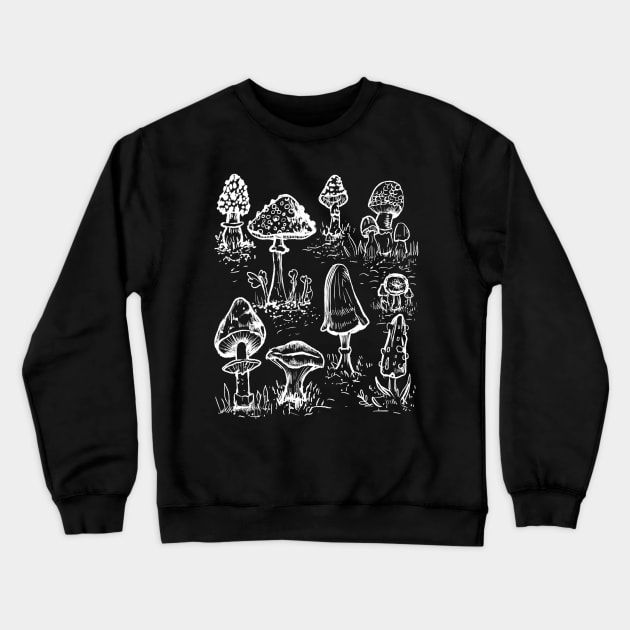 Mushies, Mushrooms, Witchy, Gothic Fungi Crewneck Sweatshirt by LunaElizabeth